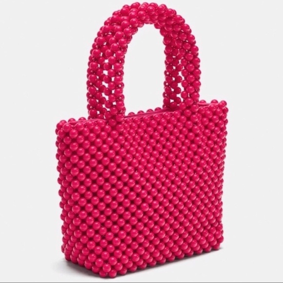 Zara Handbags - Zara Mini Beaded Bag Pink
